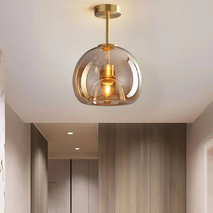 Contemporary Elegance Smoked Glass Ceiling Light Short