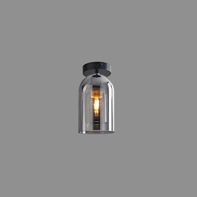 Nordic Cylindrical Smoked Glass Ceiling Light Short