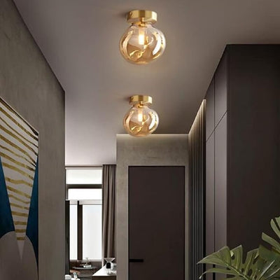 Pendant Smoked Glass Ceiling Light Short