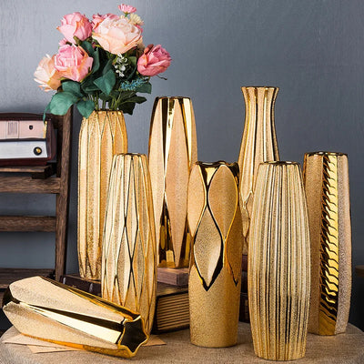 Opulent Gold Accent Vases