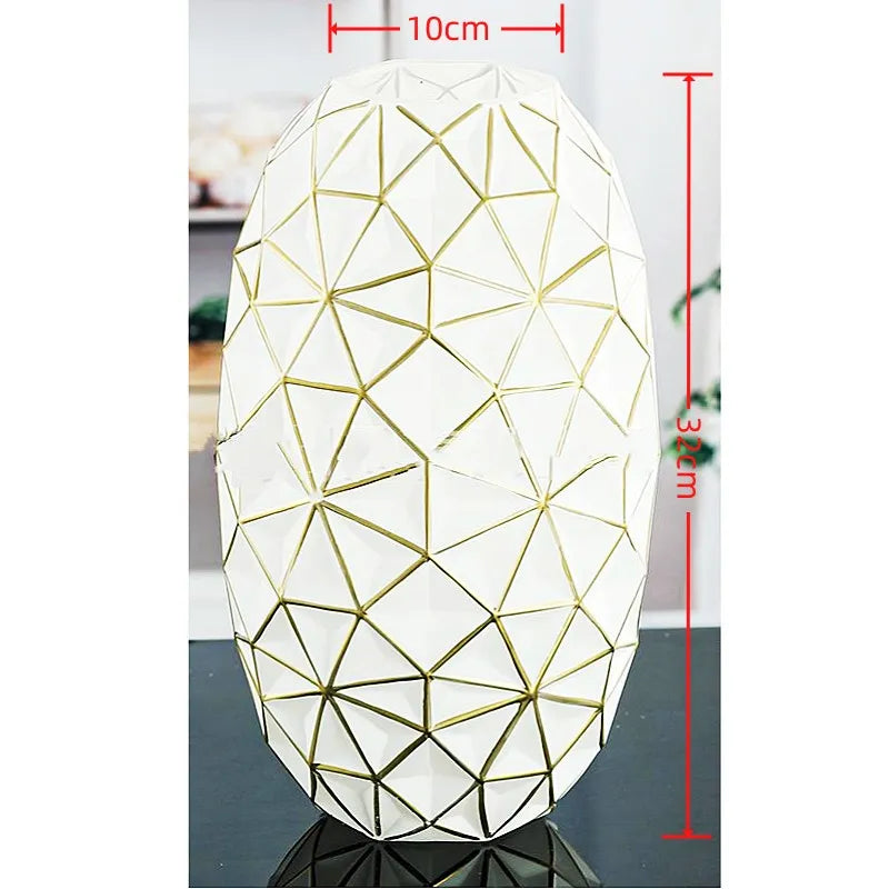 White Gold Geometric Glass Vase