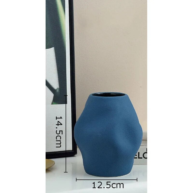 MH Abstract Ceramic Vase Blue