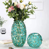 Turquoise Gold Geometric Glass Vase