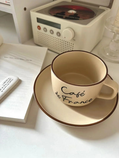 Beige French Cup and Saucer Set