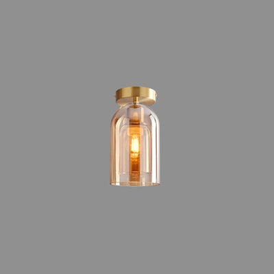 Nordic Cylindrical Smoked Glass Ceiling Light Short